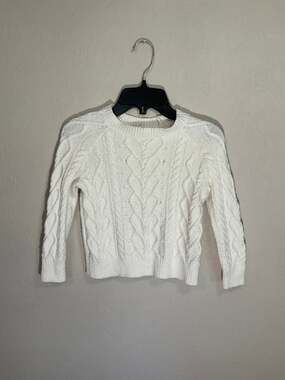 Crewcuts Girls' Cream/Ivory Heart Cable-Knit Sweater, XS